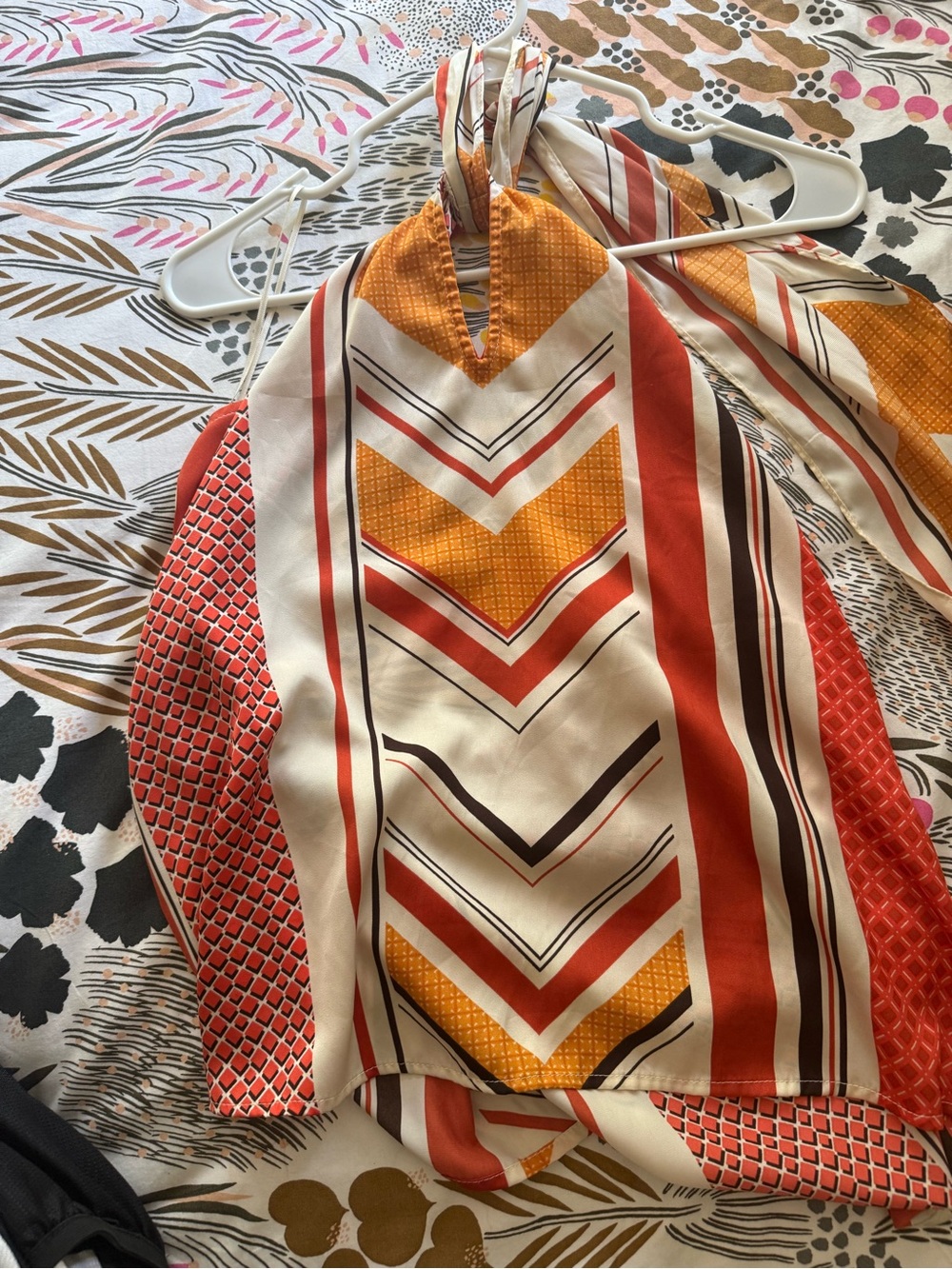Banana Republic Halter Top in Cream, Orange, Mustard & Brown